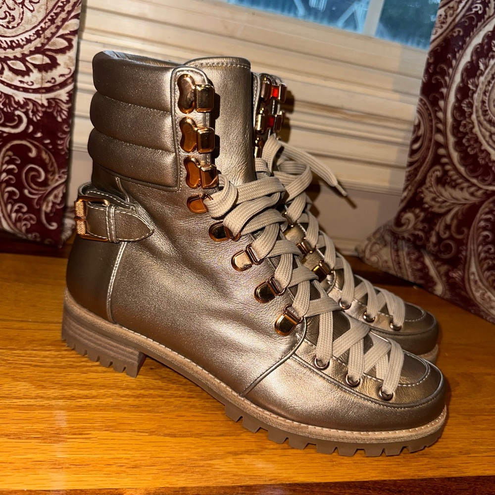 Christian Louboutin Metallic Gold Lace-Up boots! Brand new!!